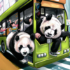 DALL·E generated image of panda bears riding an electric bus, digital art