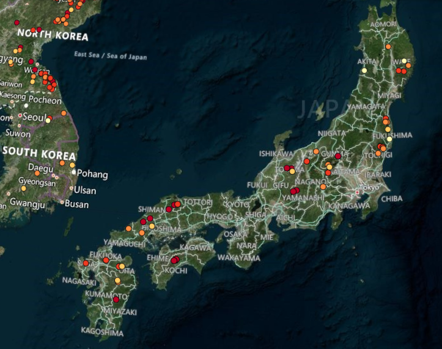 150 GW capacity pumped hydro sites in Japan